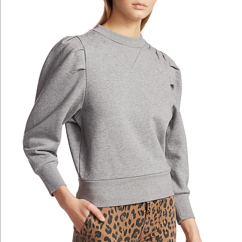 FRAME Puff Sleeve Sweatshirt, Small, Gray
